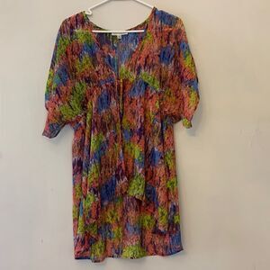 arloh multicolored swimsuit coverup. Sheer Tie front Size S/M